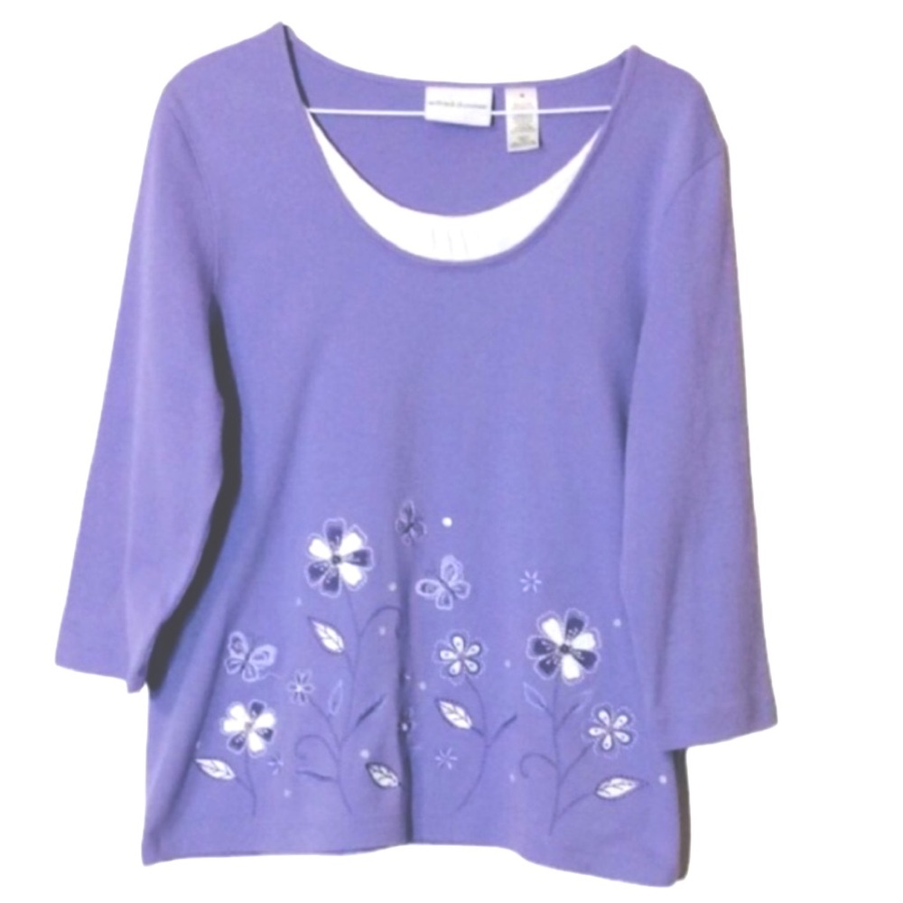ALFRED DUNNER Purple Layered EMBROIDERED Top Size MEDIUM - Picture 1 of 11